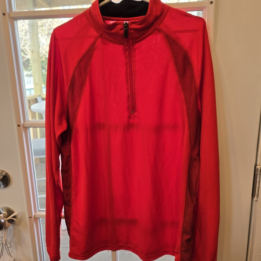 Starter Red 3/4 Zip Pullover Poly Mens XL